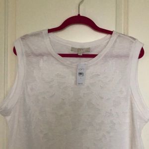 Loft brand new white top with embroidery work! L